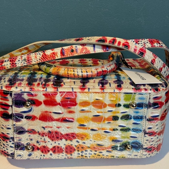NWT Brahmin Small Ashlee Satchel In Celebration Melbourne Rainbow 🌈 Leather